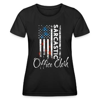 Sarkastischer Büroarbeiter - Frauen Funktions-T-Shirt - Schwarz - Vorne - AI Model Female 172 light (172cm)