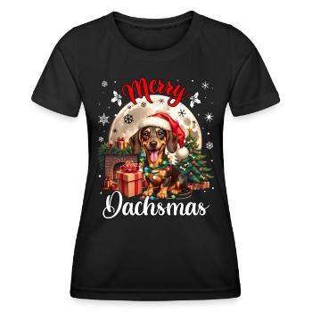 Dackel Santa Claus - Frauen Funktions-T-Shirt - Schwarz - Vorne - AI Model Female 172 light (172cm)