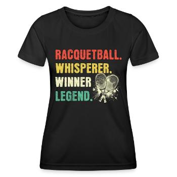 Racquetball Flüsterer Racquetball Legende - Frauen Funktions-T-Shirt - Schwarz - Vorne - AI Model Female 172 light (172cm)
