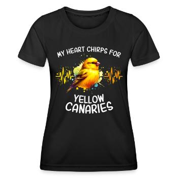 Gelbbauchgirlitz Herzlinie - Frauen Funktions-T-Shirt - Schwarz - Vorne - AI Model Female 172 light (172cm)