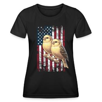 Yellow Canary US Gelbbauchgirlitz - Frauen Funktions-T-Shirt - Schwarz - Vorne - AI Model Female 172 light (172cm)