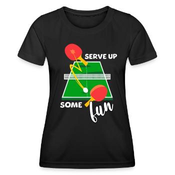 Lustiger Table Tennis Spruch - Frauen Funktions-T-Shirt - Schwarz - Vorne - AI Model Female 172 light (172cm)