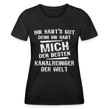 Kanalreiniger - Frauen Funktions-T-Shirt - Schwarz - Vorne - AI Model Female 172 light (172cm)