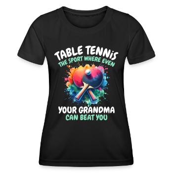 Lustiger Table Tennis Spruch - Frauen Funktions-T-Shirt - Schwarz - Vorne - AI Model Female 172 light (172cm)