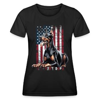 Doberman US Dobermann - T-shirt sport Femme - noir - Devant - AI Model Female 172 light (172cm)