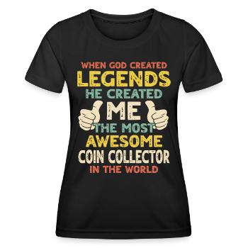 Collectionneur de pièces de monnaie - T-shirt sport Femme - noir - Devant - AI Model Female 172 light (172cm)