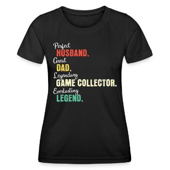 Papa collectionneur de jeux - T-shirt sport Femme - noir - Devant - AI Model Female 172 light (172cm)