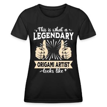 Legendärer Origami - Frauen Funktions-T-Shirt - Schwarz - Vorne - AI Model Female 172 light (172cm)