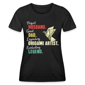 Origami Papa - Frauen Funktions-T-Shirt - Schwarz - Vorne - AI Model Female 172 light (172cm)