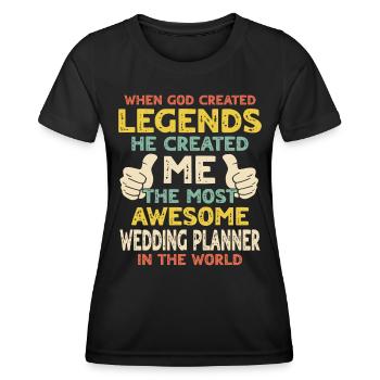 Organisateur de mariage - T-shirt sport Femme - noir - Devant - AI Model Female 172 light (172cm)