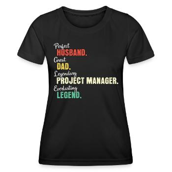 Papa chef de projet - T-shirt sport Femme - noir - Devant - AI Model Female 172 light (172cm)