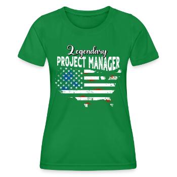 Project Manager US - Women's Functional T-Shirt - kelly green - Front - AI Model Female 172 dark (172cm)