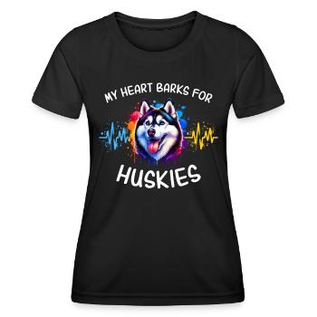 Schlittenhund Herzlinie Husky - Frauen Funktions-T-Shirt - Schwarz - Vorne - AI Model Female 172 light (172cm)