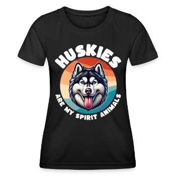 Schlittenhund Sprüche Husky - Frauen Funktions-T-Shirt - Schwarz - Vorne - AI Model Female 172 light (172cm)