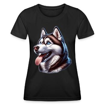 Schlittenhund Husky - Frauen Funktions-T-Shirt - Schwarz - Vorne - AI Model Female 172 light (172cm)