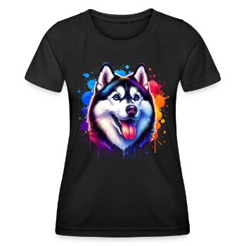 Schlittenhund Motiv Husky - Frauen Funktions-T-Shirt - Schwarz - Vorne - AI Model Female 172 light (172cm)