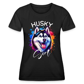 Husky Mädchen Schlittenhund - Frauen Funktions-T-Shirt - Schwarz - Vorne - AI Model Female 172 light (172cm)