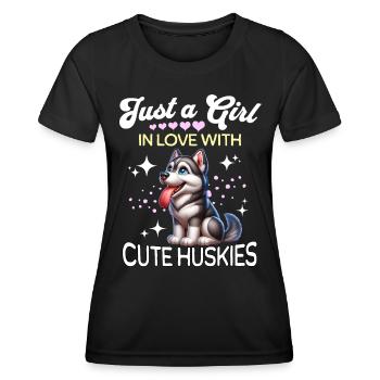 Schlittenhund Mädchen Husky - Frauen Funktions-T-Shirt - Schwarz - Vorne - AI Model Female 172 light (172cm)