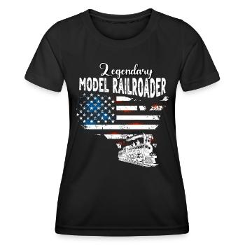 Modelleisenbahner US - Frauen Funktions-T-Shirt - Schwarz - Vorne - AI Model Female 172 light (172cm)