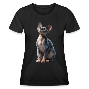 Sphynxkatze Sphynx Cat - Frauen Funktions-T-Shirt - Schwarz - Vorne - AI Model Female 172 light (172cm)
