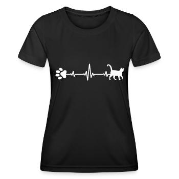 Katze Katzenhaar Mietzekatze Katzenleben Samtpfote - Frauen Funktions-T-Shirt - Schwarz - Vorne - AI Model Female 172 light (172cm)