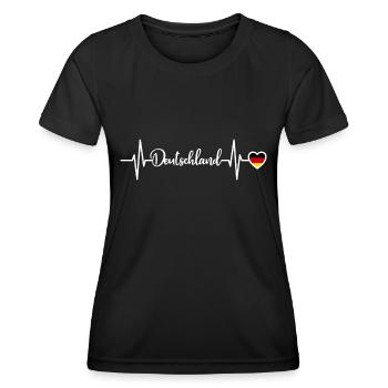 Deutschland Herzschlag Flagge - Frauen Funktions-T-Shirt - Schwarz - Vorne - AI Model Female 172 light (172cm)