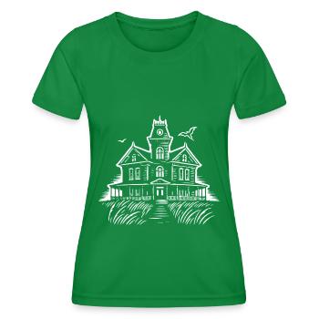 Gruseliges Geisterhaus – Halloween Design - Frauen Funktions-T-Shirt - Kelly Green - Vorne - AI Model Female 172 dark (172cm)