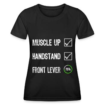 Calisthenics Checklist Motivation Athlete T-shirt - Women's Functional T-Shirt - black - Front - AI Model Female 172 light (172cm)