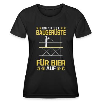 Baugerüste Aufstellen Bier Baustelle Handwerker - Frauen Funktions-T-Shirt - Schwarz - Vorne - AI Model Female 172 light (172cm)