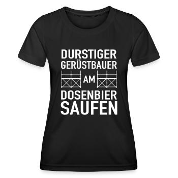 Durstiger Gerüstbauer Dosenbier Saufen Baugerüst - Frauen Funktions-T-Shirt - Schwarz - Vorne - AI Model Female 172 light (172cm)
