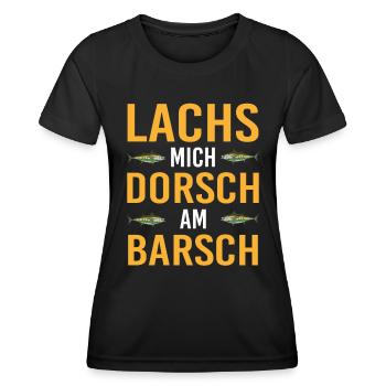 Lachs Mich Dorsch Am Barsch Angler Fischarten - Frauen Funktions-T-Shirt - Schwarz - Vorne - AI Model Female 172 light (172cm)