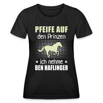 Pfeife Prinzen Nehme Haflinger Pferderasse Reithof - Frauen Funktions-T-Shirt - Schwarz - Vorne - AI Model Female 172 light (172cm)