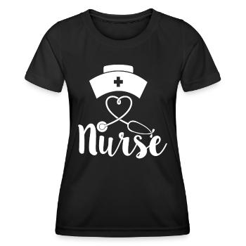 Je suis fière d’être infirmière ich bin stolze Krankenschwerster - T-shirt sport Femme - noir - Devant - AI Model Female 172 light (172cm)