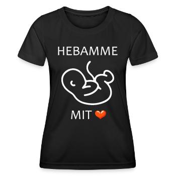Hebamme mit Herz Baby eine Hebamme - Frauen Funktions-T-Shirt - Schwarz - Vorne - AI Model Female 172 light (172cm)