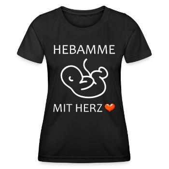 Hebamme mit Herz Baby eine Hebamme - Frauen Funktions-T-Shirt - Schwarz - Vorne - AI Model Female 172 light (172cm)