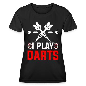 I Play Darts the Game of Dart - Women's Functional T-Shirt - black - Front - AI Model Female 172 light (172cm)