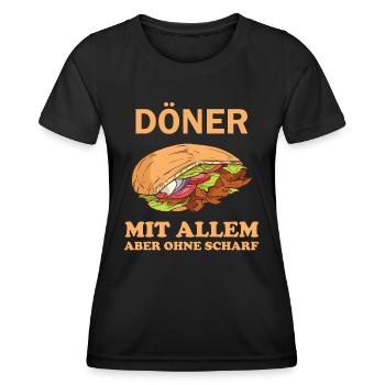 Bitte ein Döner mit Allem lustige Döner Sprüche - Frauen Funktions-T-Shirt - Schwarz - Vorne - AI Model Female 172 light (172cm)