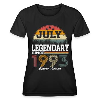 Les légendes sont nées en juillet 1993 - T-shirt sport Femme - noir - Devant - AI Model Female 172 light (172cm)