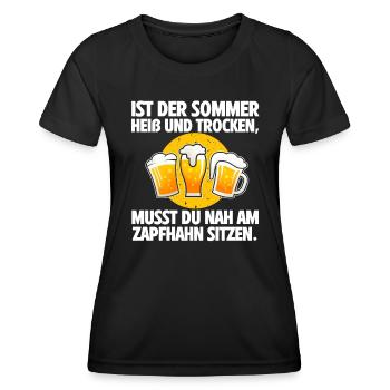 Bierliebhaber Bierkrug Sommer Heiß Zapfhahn Hocken - Frauen Funktions-T-Shirt - Schwarz - Vorne - AI Model Female 172 light (172cm)