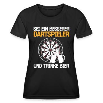 Bier Und Dart Kneipen Dartspieler Dartverein - Frauen Funktions-T-Shirt - Schwarz - Vorne - AI Model Female 172 light (172cm)