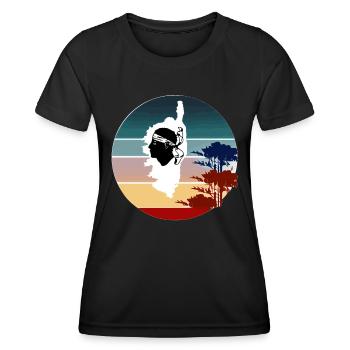 Corsica Insel mit Bäumen Landkarte Korsika Pirat - Frauen Funktions-T-Shirt - Schwarz - Vorne - AI Model Female 172 light (172cm)