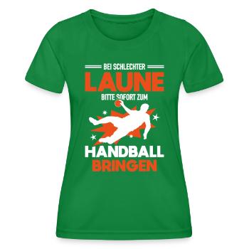 Handballer Schlechter Laune Zum Handball Bringen - Frauen Funktions-T-Shirt - Kelly Green - Vorne - AI Model Female 172 dark (172cm)