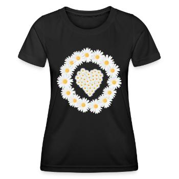 Gänseblümchen Blume Daisy Flower Love Heart - Frauen Funktions-T-Shirt - Schwarz - Vorne - AI Model Female 172 light (172cm)