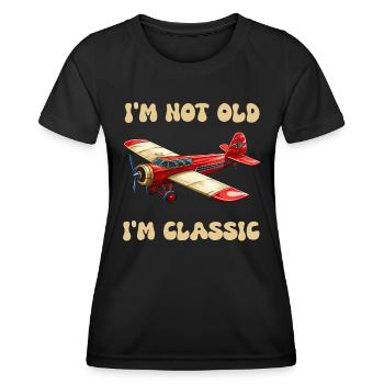 Je ne suis pas vieux Je suis Cassic Avion d’époque - T-shirt sport Femme - noir - Devant - AI Model Female 172 light (172cm)