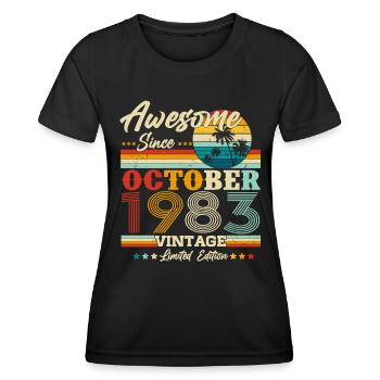 October 1983 Vintage Retro Birthday - Women's Functional T-Shirt - black - Front - AI Model Female 172 light (172cm)