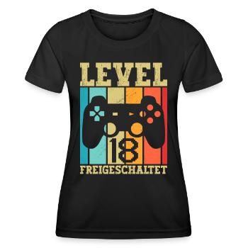 Level 18 Freigeschaltet Geburtstag 18 Jahre alt - Frauen Funktions-T-Shirt - Schwarz - Vorne - AI Model Female 172 light (172cm)