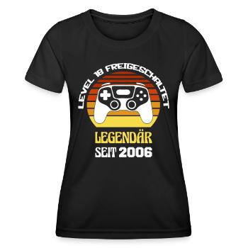 Level 18 Freigeschaltet Legendär Seit 2006 18 Jahr - Frauen Funktions-T-Shirt - Schwarz - Vorne - AI Model Female 172 light (172cm)