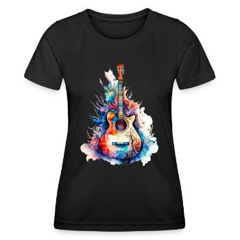 Eine schöne Musik Gitarre gemalt in Wasserfarben - Frauen Funktions-T-Shirt - Schwarz - Vorne - AI Model Female 172 light (172cm)