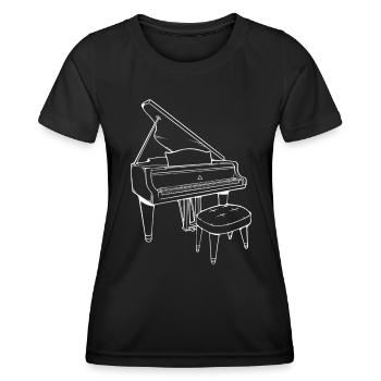 Ein Klavier mit dem Stuhl Piano Musikinstrument - Frauen Funktions-T-Shirt - Schwarz - Vorne - AI Model Female 172 light (172cm)