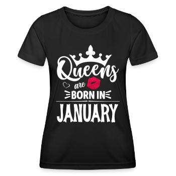 Les reines sont nées au mois de janvier Anniversaire - T-shirt sport Femme - noir - Devant - AI Model Female 172 light (172cm)